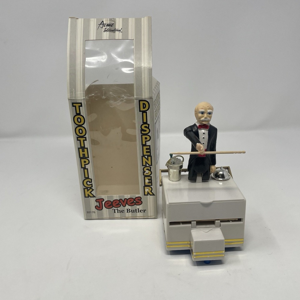 Vintage Acme Jeeves The Butler Toothpick Dispenser Figural Mechanical with Box
